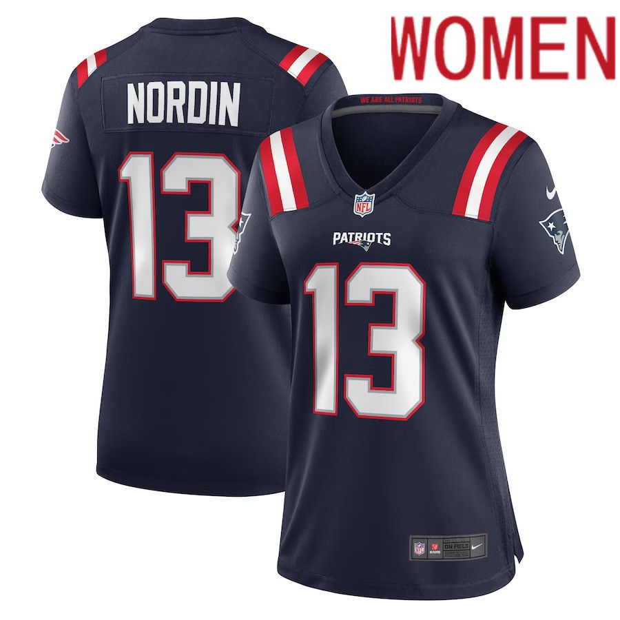 Women New England Patriots #13 Quinn Nordin Nike Navy Game Player NFL Jersey->women nfl jersey->Women Jersey